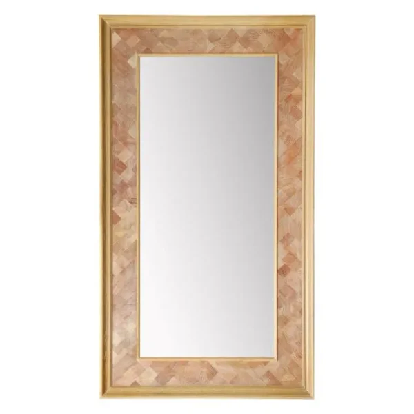 Rectangular Mother-of-Pearl Style Wall Mirror with Gold Frame